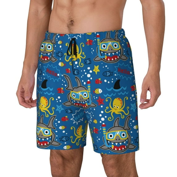 Yiaed Animals1 Print Mens Swim Trunks Bathing Suit Compression Liner Beach Swim Shorts Swimwear Quick Dry Zipper Pocket No-Chafing Board Short-Large