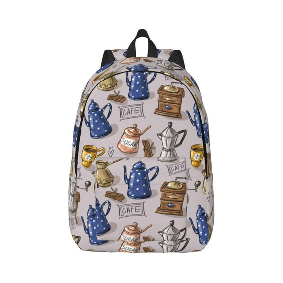 Yiaed Antique Vintage Teapot Coffee Grinder Print Backpack, Premium Laptop Backpack, Travel Backpack for Women, Lightweight Backpacks, Comfortable Back Pack-Medium