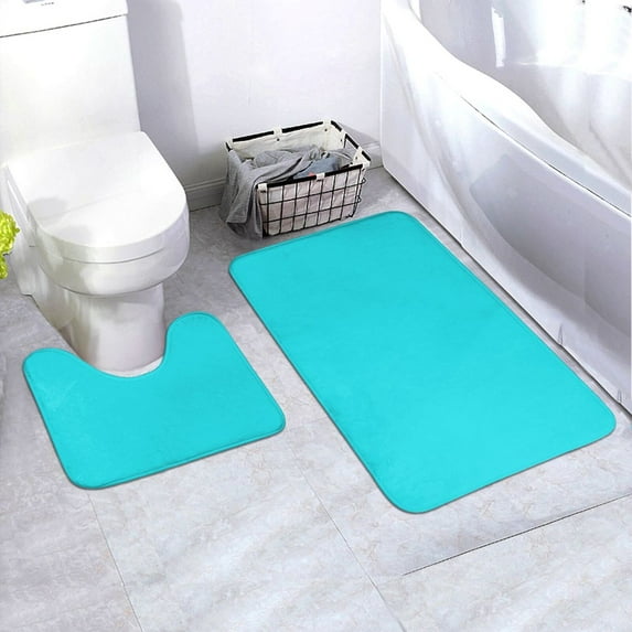 Yiaed Aqua Print Bathroom Mat Set 2 Pieces Mat Anti-Skid Pad Ultra Soft and Absorbent Bathroom Bath Mat Contour Bath Rugs for Toilet Base