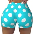 thumbnail image 1 of Yiaed Aqua And White Polka Dot Print Women's Athletic Shorts Running Shorts Sporty Short High Waisted Elastic Workout Shorts for Yoga Gym Running & Sports -Small, 1 of 8