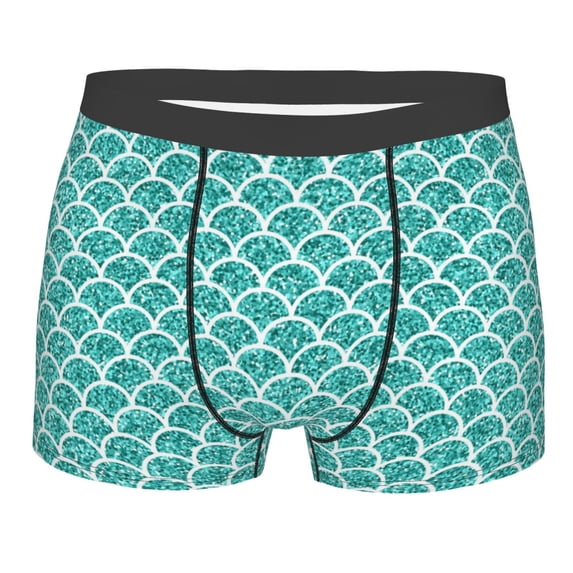 Yiaed Aquamarine Glitter1 Print Men's Soft Cotton Boxer Shorts Breathable Boxers Underwear Moisture-Wicking Underwear Stretch Boxer Briefs for Man-X-Large