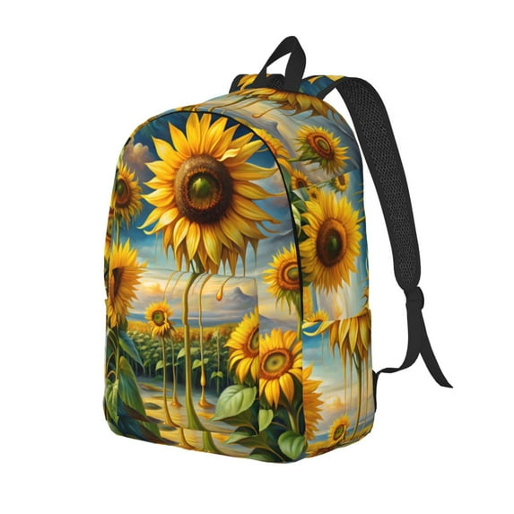 Yiaed Artistic Oil Painting Sunflower Print Print Laptop Backpack Travel Canvas Backpack Vintage Aesthetic Backpack for School Knapsack Backpack Backpack for School-Medium