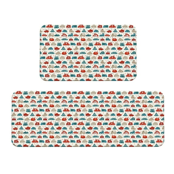Yiaed Artoon Car Kitchen Rugs Sets of 2 Kitchen Mats Cushioned Anti Fatigue Kitchen Rug Tapetes Para Cocina for Sink,Laundry Room