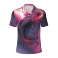 thumbnail image 1 of Yiaed Astronaut Riding Fiery HorsePrint Men's Short Sleeve Polo Shirt,Golf Polo for Men Three-Button Golf Shirt Athletic Casual Collared T-Shirt- XX-Large, 1 of 7