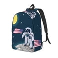 thumbnail image 1 of Yiaed Astronaut With USA Flag Print Print Laptop Backpack Travel Canvas Backpack Vintage Aesthetic Backpack for School Knapsack Backpack Backpack for School-, 1 of 5
