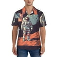 thumbnail image 1 of Yiaed Astronaut With American Flag Print Hawaiian Shirt for Men Short Sleeve Button Down Shirts Beach Shirts for Men-Small, 1 of 1