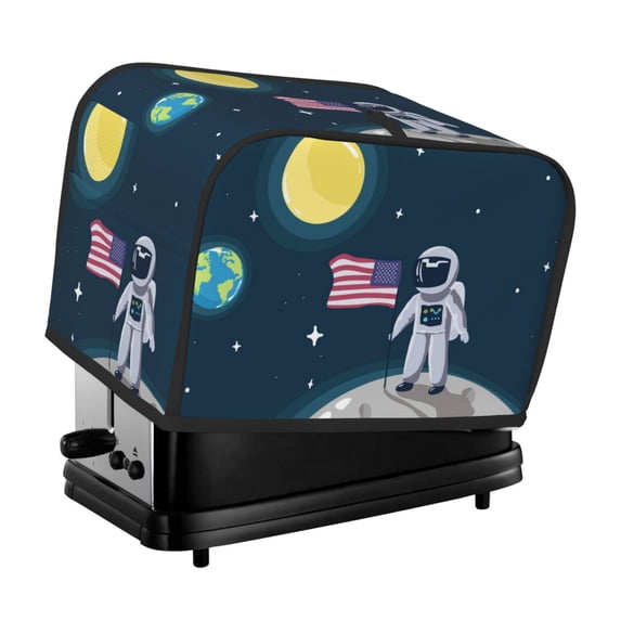 Yiaed Astronaut With USA Flag Print Two Slice Bread Machine Cover, Universal Size Kitchen Appliance Cover for Bread Machine,Bread Machine Cover