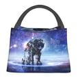 thumbnail image 1 of Yiaed Astronauts Start Running Print Lunch box lunch bag Portable Insulated Lunch Box for Women Men Cooler Tote Bag with Front Pocket for Work Picnic Travel, 1 of 1