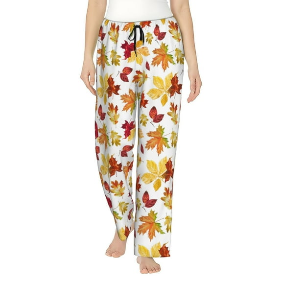 Yiaed Autumn Leaves 1 Print Womens Lounge Pants, Loose PJ Bottoms, Long Pajama Pants for Women-Medium