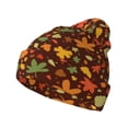 thumbnail image 1 of Yiaed Autumn Leaves Print Winter Beanie for Men Women, Fleece Lined Beanie Soft Warm Knit Hat Ski Stocking Cuffed Ca, 1 of 6