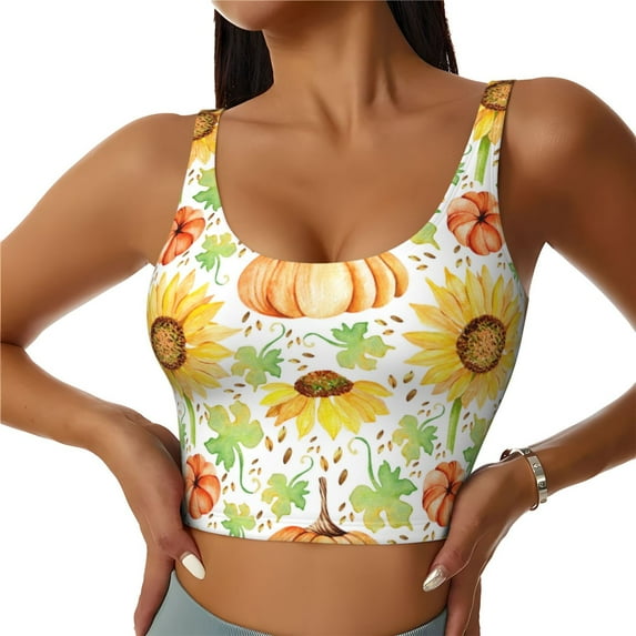 Yiaed Autumn Theme Print Ladies Waistcoat Women Sports Vest Vest Sports Women Sports Top Yoga Vest for Women-Large