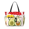 thumbnail image 1 of Yiaed Avocado Lovers Wearing Umbrella Print Large Capacity Beach Travel Bag - Waterproof Zipper Vacation Tote for Sandproof Storage, and Camping, 1 of 5