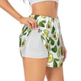 thumbnail image 1 of Yiaed Avocado1 Print Women's Running Shorts with Liner 3 Zipper Pockets Elastic Workout Athletic Gym Yoga Shorts-Medium, 1 of 7