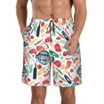 thumbnail image 1 of Yiaed Barbecue Print Men's Swim Trunks with Lining Quick Dry Sports Shorts Beach Shorts Boardshorts-Medium, 1 of 5