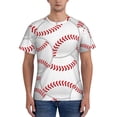 thumbnail image 1 of Yiaed Baseballs Print Mens Short Sleeve Tight Fit T-Shirt, Crewneck Casual Tee-X-Large, 1 of 5