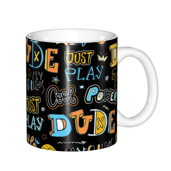 Yiaed Basketball Print Ceramics Coffee,Large Handle Design,Extra Large Tea and Coffee Cup for Office and Home Mugs