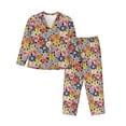 thumbnail image 1 of Yiaed Beach Life Print Pajamas Women's Long Sleeve Sleepwear Soft Button Down Loungewear Pjs Lounge Set Nightwear Womens Pajama Pants-Large, 1 of 7
