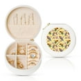 thumbnail image 1 of Yiaed Beautiful Bright Birds And Flowers Print Travel Jewelry Case Bridesmaid Gift Boxes Jewelry Travel Organizer Small Round Jewelry Box Mini Storage-White, 1 of 7
