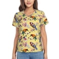 thumbnail image 1 of Yiaed Beautiful Bright Birds And Flowers Print Women's T Shirt V-Neck Short Sleeve Shirt Casual Breathable Tee Summer Tops-X-Large, 1 of 5
