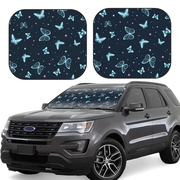 Yiaed Beautiful Butterflies Print Car Front Windshield Sun Shade,Foldable Anti-UV Car Sunshade for Front Window for Most Vehicles-Large