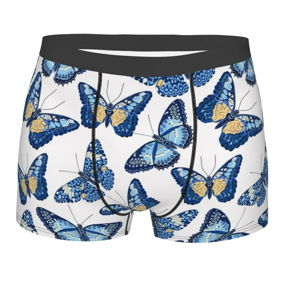Yiaed Beautiful Butterflies Print Men's Soft Cotton Boxer Shorts Breathable Boxers Underwear Moisture-Wicking Underwear Stretch Boxer Briefs for Man-Medium