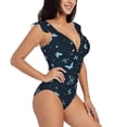 thumbnail image 1 of Yiaed Beautiful Butterflies Print Women's Ruffled One Piece Swimsuit V Neck Swimwear Slimming Monokini for Woman-Large, 1 of 8