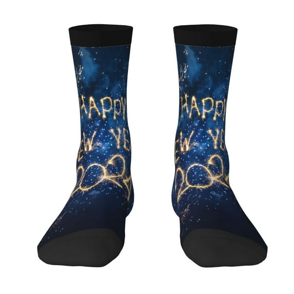 Yiaed Beautiful New Year 2024 Print Great elasticity Crew Socks Sports socks for Men and Women