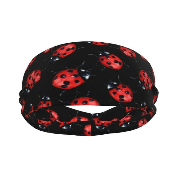 Yiaed Beautiful Red Ladybug Print Sports Headbands,Moisture Wicking Workout Headband, Sweatband Headbands for Running,Cycling for Women and Men