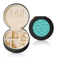 thumbnail image 1 of Yiaed Beautiful Seashells Print Travel Jewelry Case Bridesmaid Gift Boxes Jewelry Travel Organizer Small Round Jewelry Box Mini Storage-Black, 1 of 7