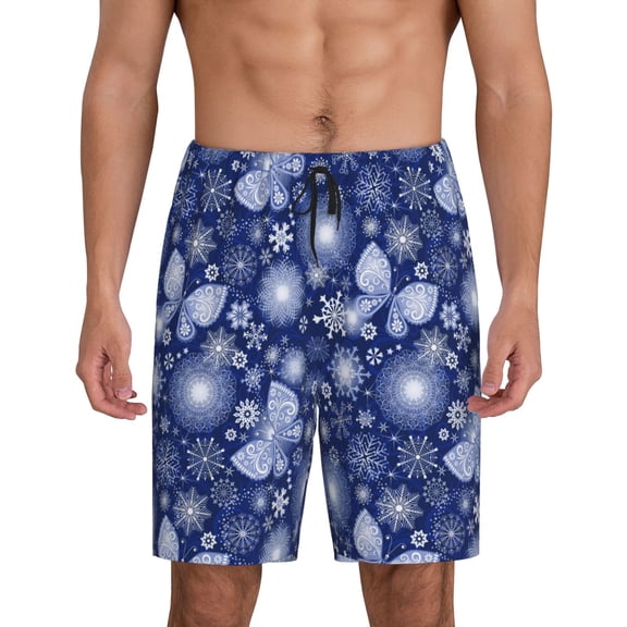 Yiaed Beautiful Snowflake Butterfly for Men's Soft Sleep Pajama Short Lounging Pajama Shorts-XX-Large