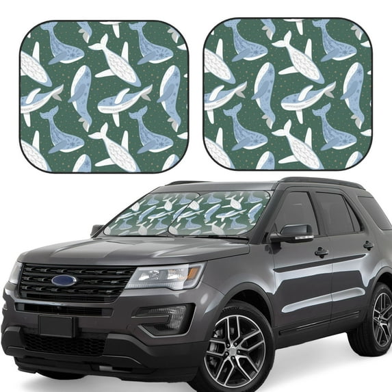 Yiaed Beautiful Whales Print Car Front Windshield Sun Shade,Foldable Anti-UV Car Sunshade for Front Window for Most Vehicles-Medium