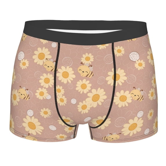 Yiaed Bee Gnome Print Men's Soft Cotton Boxer Shorts Breathable Boxers Underwear Moisture-Wicking Underwear Stretch Boxer Briefs for Man-Large