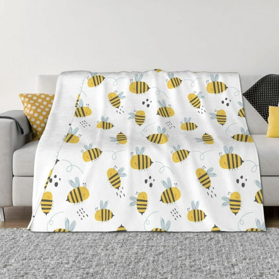 Yiaed Bee Print Blanket Throw Blanket Soft Cozy Flannel Blanket for Home Bed Sofa Couch Chair-40"x30"