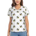 thumbnail image 1 of Yiaed Bee Print Women's T Shirt V-Neck Short Sleeve Shirt Casual Breathable Tee Summer Tops-XX-Large, 1 of 5