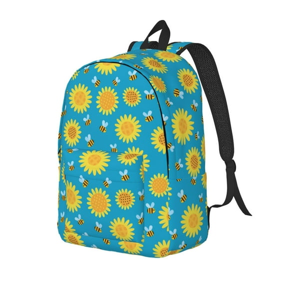 Yiaed Bee Sunflower Print Print Laptop Backpack Travel Canvas Backpack Vintage Aesthetic Backpack for School Knapsack Backpack Backpack for School-