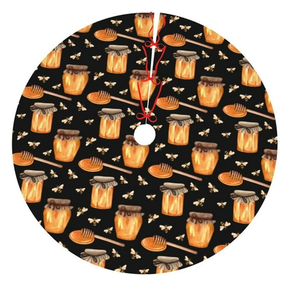 Yiaed Bee and Honey Print Christmas Tree Skirt , Tree SkirtsTree Mat for Christmas Winter Holiday Indoor Decorations-30"