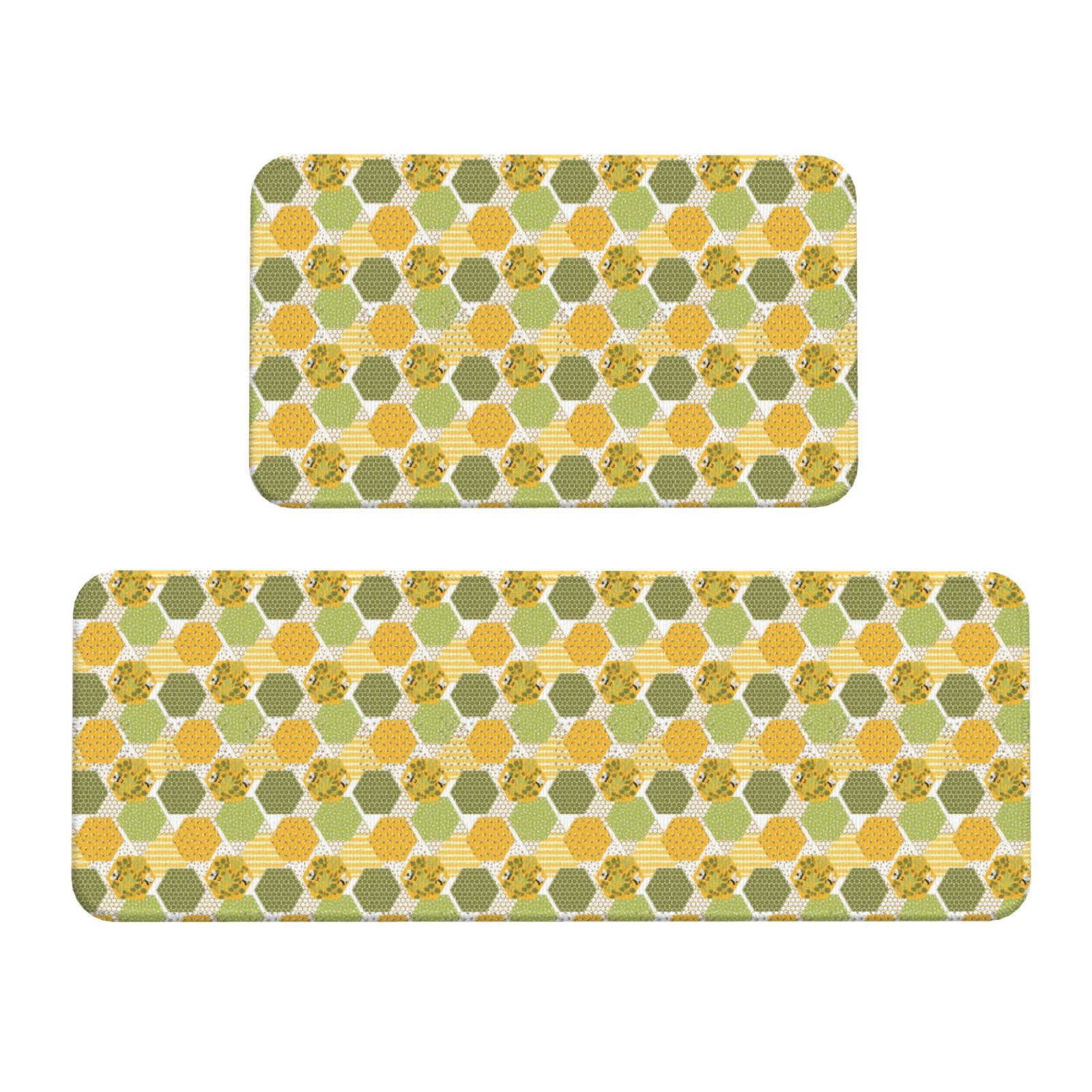 Bee Kitchen Rug Yiaed Bee honey Kitchen Rugs Sets of 2 Kitchen Mats Cushioned Anti ...