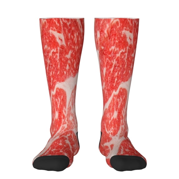 Yiaed Beef Steaks Print Great elasticity Adult Stockings Sports socks for Men and Women