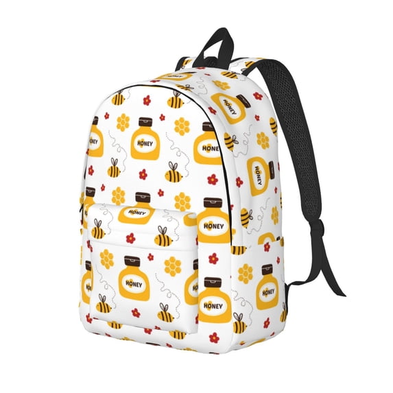 Yiaed Bees and Flowers Print Print Laptop Backpack Travel Canvas Backpack Vintage Aesthetic Backpack for School Knapsack Backpack Backpack for School-