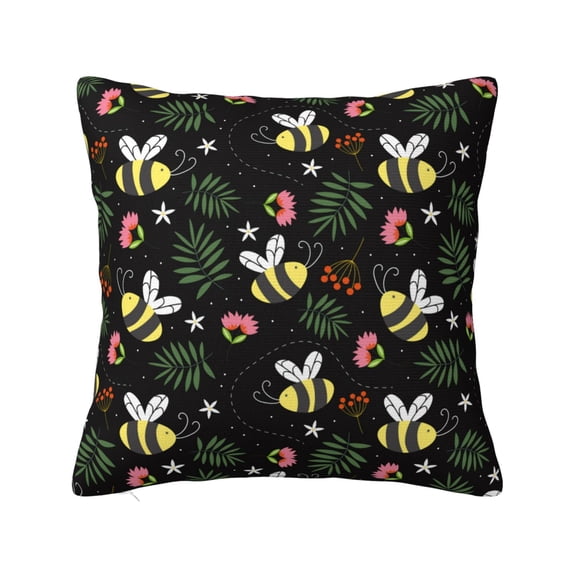 Yiaed Bees Print Pillow Covers Super Soft Decorative Square Throw Pillow Covers Case Cushion Covers for Sofa Couch Bedroom Car Decor(No pillow core)-22"x22"