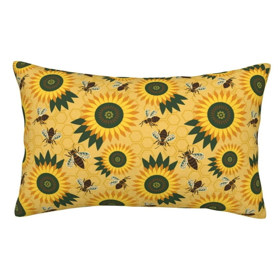 Yiaed Bees and Sunflowers Print Brushed Microfiber Envelope Pillowcases, Standard,Envelope Closure Pillow Cases(No pillow core)-20"x30"