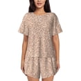 thumbnail image 1 of Yiaed Beige Sparkling Glitter Print Short Sleeve Pajama Sets for Women Casual Crew Neck 2 Piece Lounge Sets Women's Short-Sleeved Pajama-3X-Large, 1 of 5