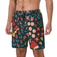 thumbnail image 1 of Yiaed Berries and Flowers Print Mens Swim Trunks Bathing Suit Compression Liner Beach Swim Shorts Swimwear Quick Dry Zipper Pocket No-Chafing Board Short-Medium, 1 of 6