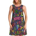 thumbnail image 1 of Yiaed Berry Fruits Print Women's Sleeveless Dress, Loose Fit Summer Dress, Casual Sleeveless Dress for Women, 1 of 7