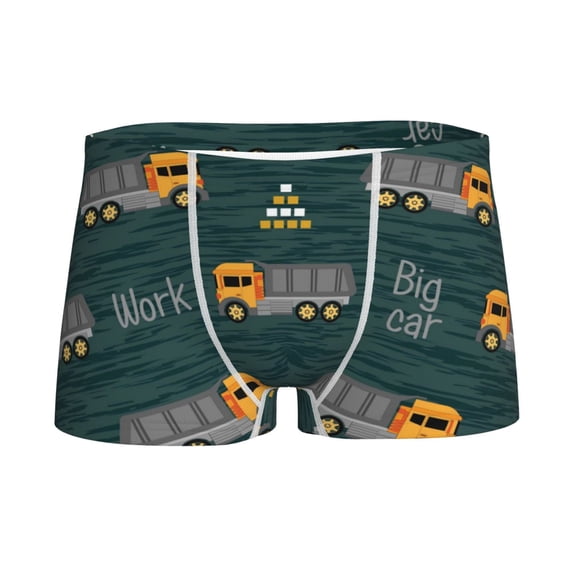 Yiaed Big Machine Print Boys' Boxer Briefs Cotton Casual Stretch Comfort Boys Boxers - Kids Boxer Briefs Underwear for Boys (6-18)-X-Small