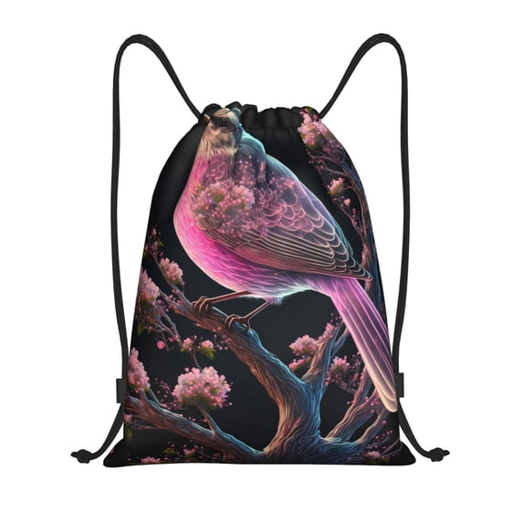 Yiaed Bird 2 Print Drawstring Bags Drawstring Backpack Bulk String Back Pack Gym Sport Bag-Small