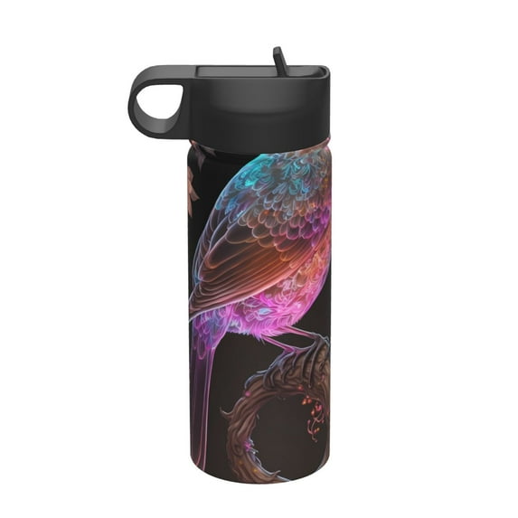 Yiaed Bird4 Print Water Bottle with Straw Lid, Stainless Steel Double Wall Insulated Water Bottle | Leak-Proof and Spill-Proof Water Bottle