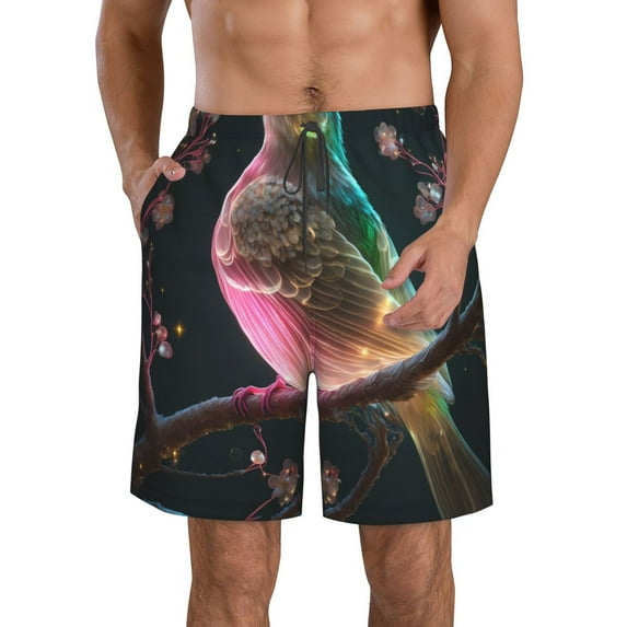 Yiaed Bird5 Print Men's Swim Trunks with Lining Quick Dry Sports Shorts Beach Shorts Boardshorts-Medium