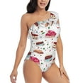 thumbnail image 1 of Yiaed Birthday Cake Print Women One Piece Swimsuits Tummy Control One Shoulder Bathing Suits Pattern Ruffle Swimwear-Small, 1 of 8