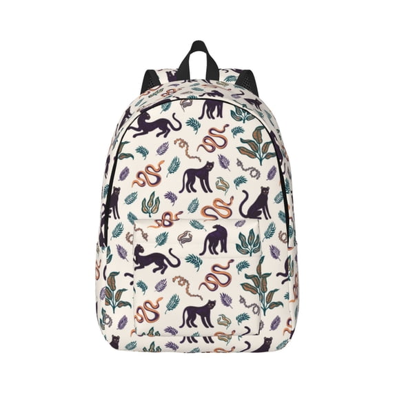 Yiaed Black Cat And Snake Print Backpack, Premium Laptop Backpack, Travel Backpack for Women, Lightweight Backpacks, Comfortable Back Pack-Small